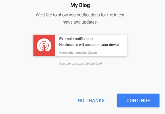 One-Signal Opt-in appears on Safari